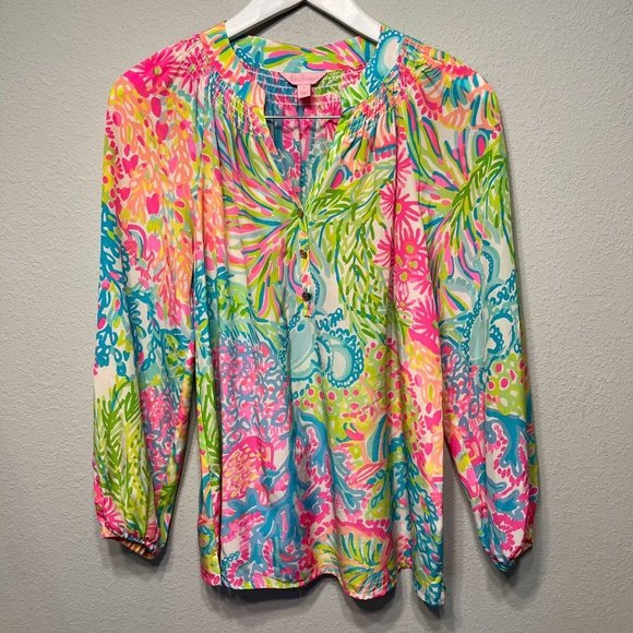 Lilly Pulitzer Tops - Lilly Pulitzer Lovers Coral Elsa in Silk Size Small